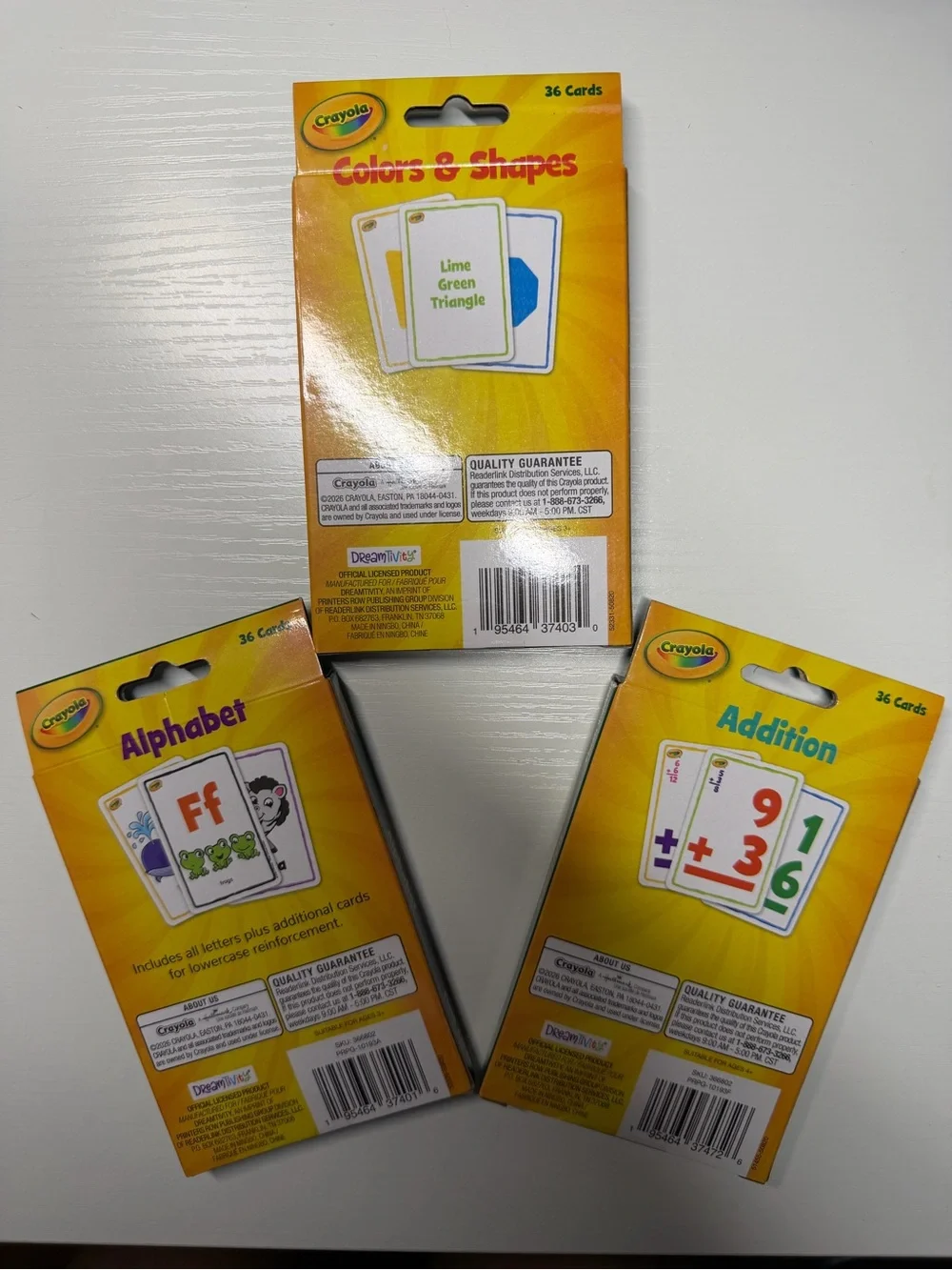 Crayola Yellow Educational Flash Card Set - Colors & Shapes, Alphabet, Addition